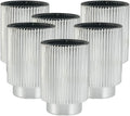 Serene Spaces Living Silver Ribbed Pedestal Glass Votive Holder, Table Centerpiece, Home, Office, Wedding, Birthday, Holiday & Special Events Decor, 3.5" Diameter & 5" Tall, Pack of 24