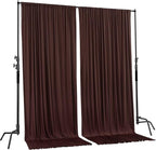 AK TRADING CO. 10 feet x 10 feet Brown IFR Polyester Backdrop Drapes Curtains Panels with Rod Pockets - Wedding Ceremony Party Home Window Decorations
