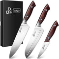 DDF iohEF Knife Set 3 Piece, Sharp Kitchen Knife Set Professional Chef Knife Set for Kitchen Japanese Stainless Steel Cooking Knives with Ergonomic Pakkawood Handle