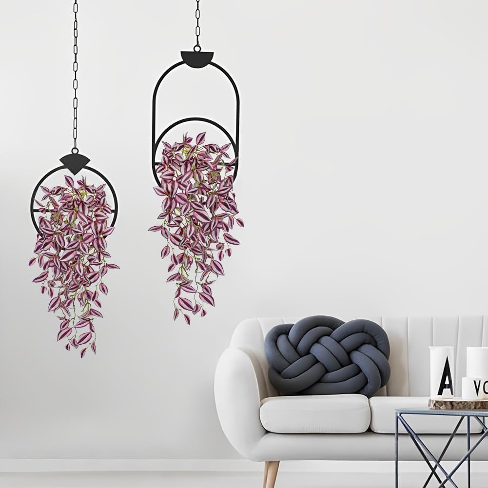 DILATATA Fake Hanging Plants Artificial Hanging Plants 22" Faux Wandering Jew Hanging Leaves Plant for Wall Shelf Home Indoor Outdoor Decor - 5 Pack