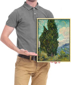Wieco Art Framed Wall Art Cypresses Classic Giclee Canvas Prints by Van Gogh Famous Oil Paintings Green Tree Picture for Home Decorations Modern Abstract Forest Landscape Artwork