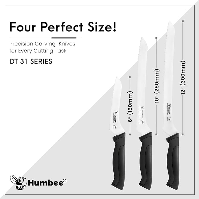 12-Inch Offset Serrated Bread Knife, Premium High Carbon Stainless Steel Blade Knife for Bread with Ergonomic Handle, NSF Certified, DT-31 Series, Black