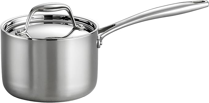 Tramontina Signature Tri-Ply Clad Stainless Steel 1.5-Quart Sauce Pan with Lid, Induction-Ready, Dishwasher-Safe, NSF-Certified, Made in Brazil