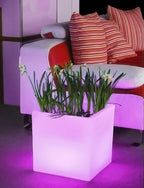 Mr.Go 16-inch SEMI-Storage LED Light Cube, Rechargeable RGB Color Changing Glowing Cube Cabinet Container End Table Ice Bucket Flower Pot Planter