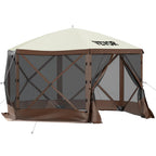 VEVOR Pop Up Gazebo Screen Tent, Pop-Up Instant Gazebo Tents with Mosquito Netting Outdoor Canopy, 6 Sided Sun Shelter 10x10ft with 6 Removable Wind Cloths & 2 Mesh Windows, Pavilion Tent for Patio