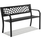 FDW | 46" Outdoor Garden Bench | Black | 480lbs Load Capacity