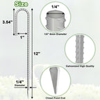 VVOKGO Rebar-Stakes-12-Inch J Hook Galvanized Tent Stakes Heavy Duty, 20-Pack Ground Chain Link Fence Anchors with Chisel Point End for Bounce House, Camping Tents, Outdoor Inflatables Decorations