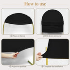 Ledido Wedding Arch Backdrop Cover 7.2FT Arch Covers Fitted Stretchy Spandex Round Top Stand Backdrop Cover for Wedding Banquet Ceremony Birthday Party Baby Shower Event Decoration,Black