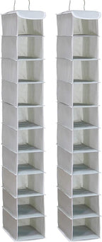 Simple Houseware 2 Pack 10 Shelves Hanging Organizer, Grey