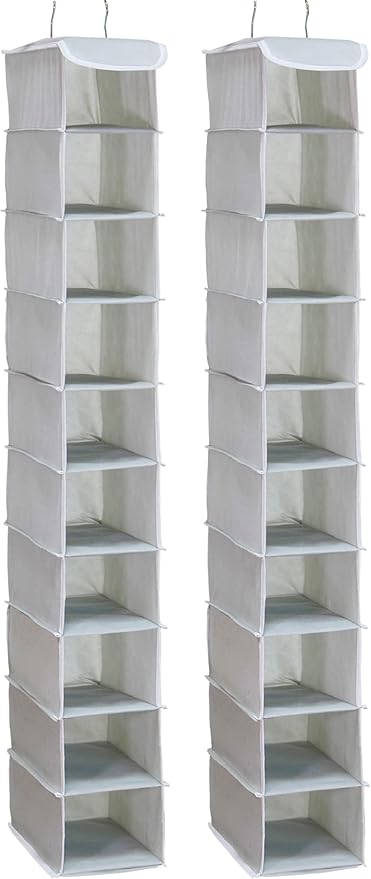 Simple Houseware 2 Pack 10 Shelves Hanging Organizer, Grey