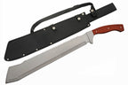 SZCO Supplies 25” Brown Wood Handle Heavy Duty Saw Back Forest Cleaver Machete With Sheath (926963-WD)