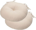 Bistro Chair Cushions 15 inch,Set of 2,Tufted Round Chair Cushions with Ties,15"x15"x4",Water Resistant Round Seat Cushion for Barstool Chairs,Patio Garden Kitchen Outdoor Furniture(Antique Beige)