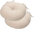 Bistro Chair Cushions 15 inch,Set of 2,Tufted Round Chair Cushions with Ties,15"x15"x4",Water Resistant Round Seat Cushion for Barstool Chairs,Patio Garden Kitchen Outdoor Furniture(Antique Beige)