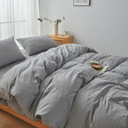 FACE TWO FACE Bedding Duvet Cover Set100% Washed Cotton Duvet Cover Linen Like Textured Breathable Durable Soft Comfy (Twin, Light Grey)