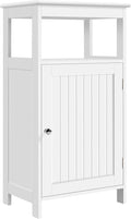 Yaheetech Single Door Floor Cabinet, Bathroom Free Standing Storage Organizer with Adjustable Shelf, Narrow Side Cabinet for Living Room, White