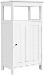 Yaheetech Single Door Floor Cabinet, Bathroom Free Standing Storage Organizer with Adjustable Shelf, Narrow Side Cabinet for Living Room, White