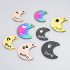 Dog Tags Engraved for Pets - YEHANTI Personalized Dog Tags with Lovely Icons, Durable Stainless Steel Pet ID Tags for Small Large Dogs Cats, Custom Dog Name Tags Engraved on Both Sides (Moon)