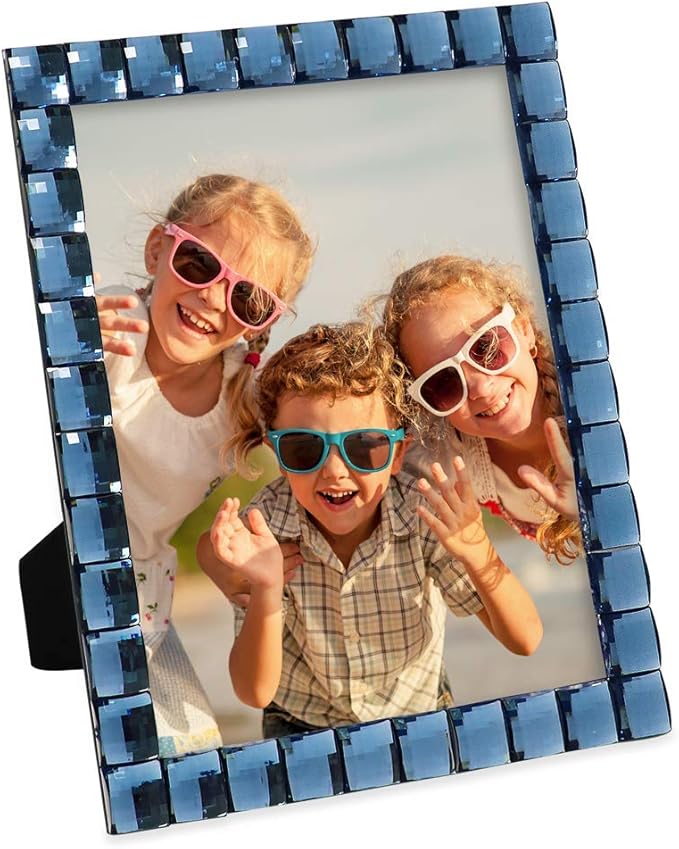Isaac Jacobs Decorative Sparkling Navy Jewel Picture Frame, Photo Display & Home Décor (8x10, Navy)