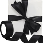 Black Solid Satin Ribbon 1-1/2 Inch 25 Yards Solid Polyester Fabric Ribbon for Gift Wrapping Wedding Christmas Baby Shower Birthday Party Decoration Handmade Immortal Flower Craft