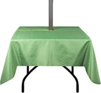 Outdoor Tablecloth Wrinkle-Free Stain Resistant Waterproof Polyester Fabric Table Cover with Zipper Umbrella Hole for Picnic/Party/Dinner/Garden(60×60inch Square,Zippered,Olive Green)