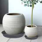 4 Pack of 13 14 inch Plant Saucer (12.2 Inch Base), Heavy Duty Plastic Plant Drip Trays 14" Round, Plant Trays for Indoors, Bird Bath Bowls, Plate for Planter 12-14" (14 inch, Cement Gray)