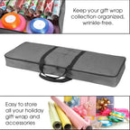 Christmas Wrapping Paper Storage Bag with Pockets | Gift Wrap Organizer Container | 37” x 14” x 4” | Underbed Durable Box Made of 600D Oxford Material (Gray)