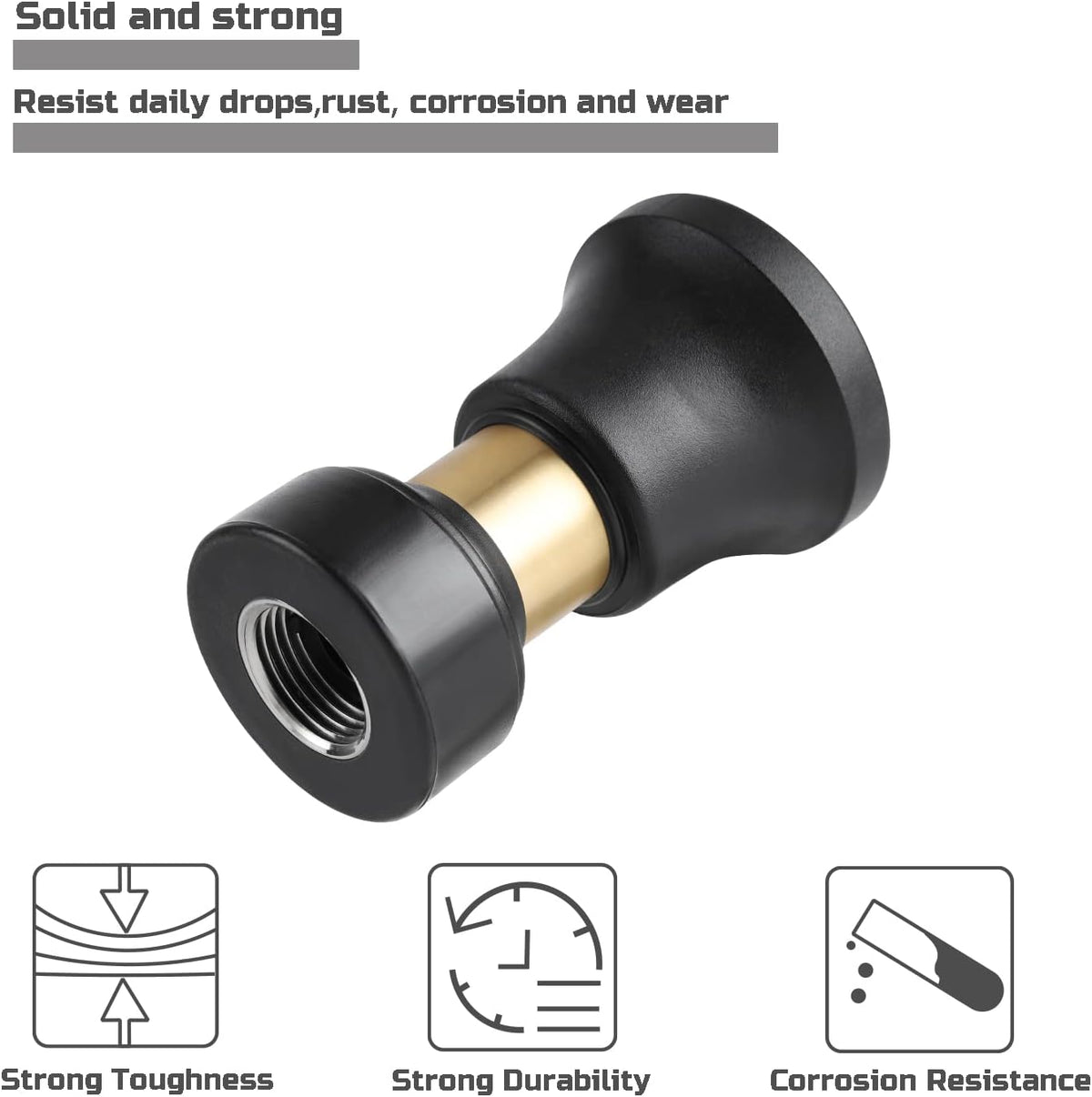 Hose Nozzle, Lichamp 2 Pack Heavy Duty Brass Fireman Style High Power Leak Proof Adjustable Garden Water Sprayer, Suitable for Car Wash, Patio Cleaning, Watering Lawn and Garden, Shower Pets (Black)
