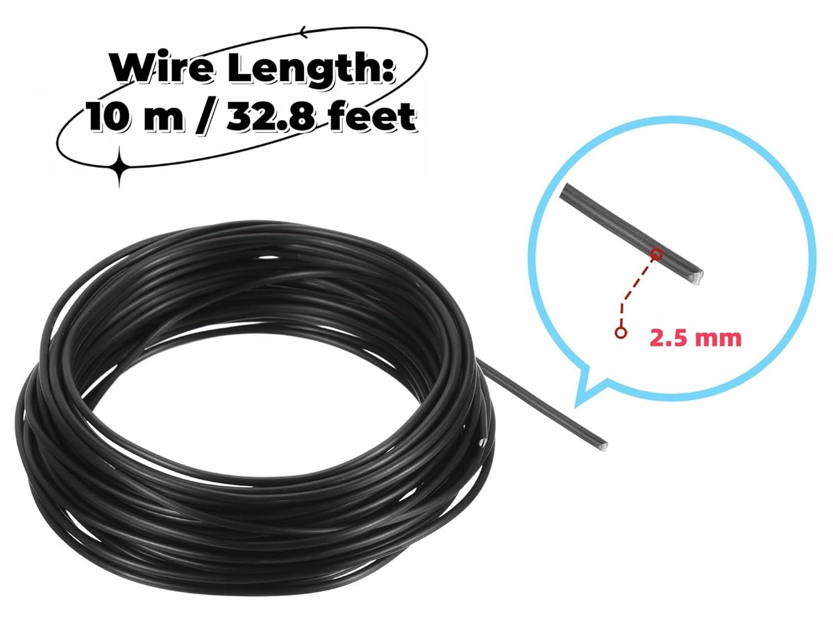 Bonsai Training Wire Black Floral Wire 10m/32.8feet Bonsai Training Wire Stems Anodized Aluminum Tree Wire for Plants Gardening Branch Fixing Horticulture Landscape,2.5mm