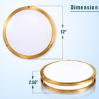 Gold Ceiling Light Fixture 24W, 12 inch LED Flush Mount Ceiling Light for Bedroom, Kitchen, Bathroom, 5CCT Dimmable Close to Ceiling Light Fixture for Hallway 2 Pack…