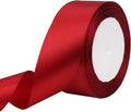 Deep red Solid Satin Ribbon 1-1/2 Inch 25 Yards Solid Polyester Fabric Ribbon for Gift Wrapping Wedding Christmas Baby Shower Birthday Party Decoration Handmade Immortal Flower Craft