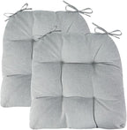 FUNHOME Outdoor Chair Cushions 19 x19 Inch,Water Resistant Tufted Seat Cushions 19",Reversible,Weather Resistant,Rounded Back Wicker Chair Cushion for Patio Garden Furniture(Light Gray)