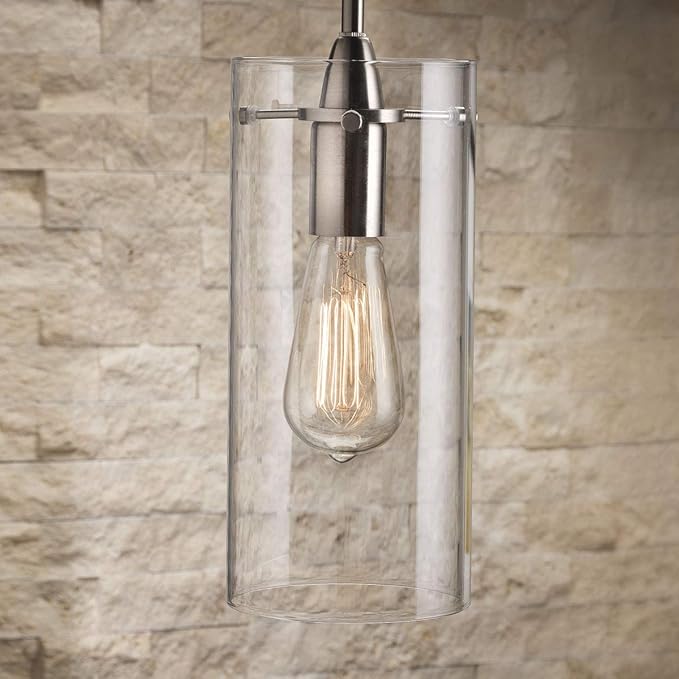 Brushed Nickel Pendant Lights Kitchen Island - Large Clear Glass Pendant Light Fixture