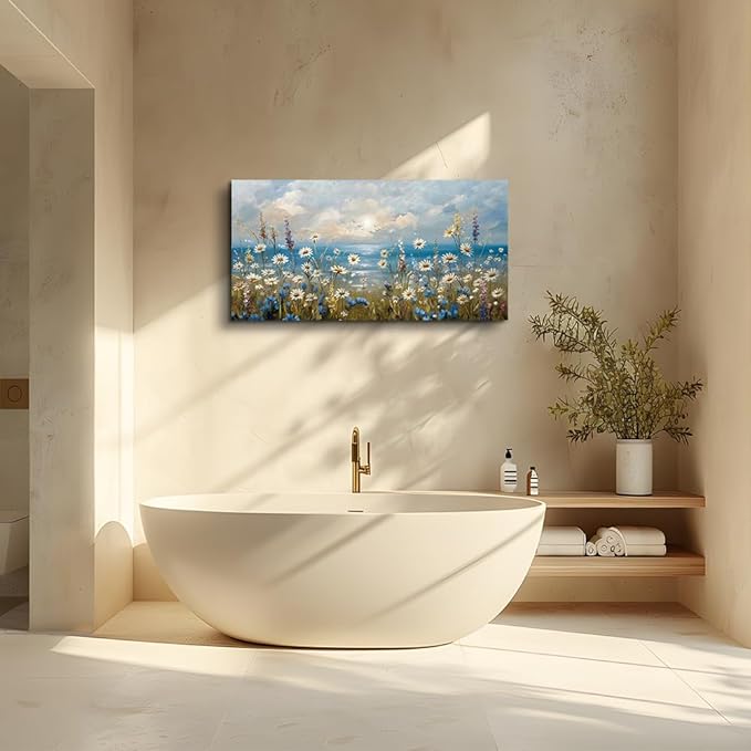 Canvas Wall Art for Living Room Wall Decor for Bedroom Office Modern Hotel Wall Decorations White Flower Landscape Paintings Farmhouse Pictures Artwork Room Aesthetic Home Decor 40x20