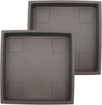 The HC Companies 14 Inch Accent Square Plant Saucer, Lightweight UV-Resistant Plastic Outdoor & Indoor Flower Pot Tray, 2-Pack Plant Pot Trays for Garden & Home Decor, Cappuccino