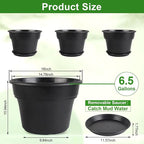 16-inch-Plant-Pots, 4 Pack Large Planters for Outdoor Plants, Plastic Flower Pots Indoor with Drainage Holes & Trays, Classic Garden Pot Container for House