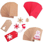 100 Pack Kraft Paper Christmas Gift Tags， Xmas Kraft Gift Tags with Jute Twine Baker Twine for DIY Xmas Holiday Present Wrap Stamp and Label Package Name Card