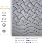 SLEEP ZONE Grey Waterproof Mattress Pad King Size, Premium Soft Embossed Mattress Topper, Quilted Fitted Mattress Protector Cover with Elastic Deep Pocket (Grey, King)