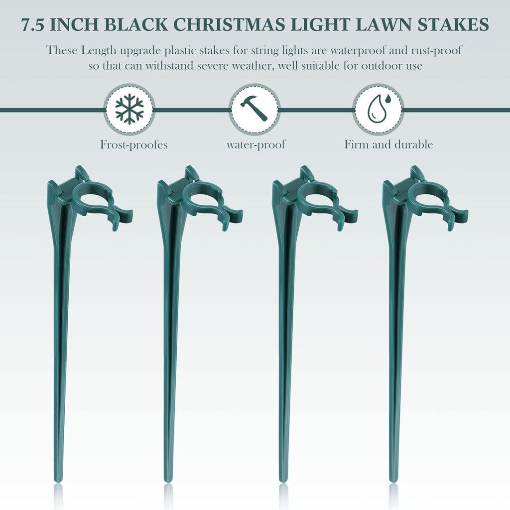 Jetec 120 Pieces Christmas Light Stakes Universal Yard Lawn Holiday 7.5 Inches Light Ground Stakes for C7 C9 String Lights Christmas Outdoor Lights Holders on Yards, Driveways (Green)