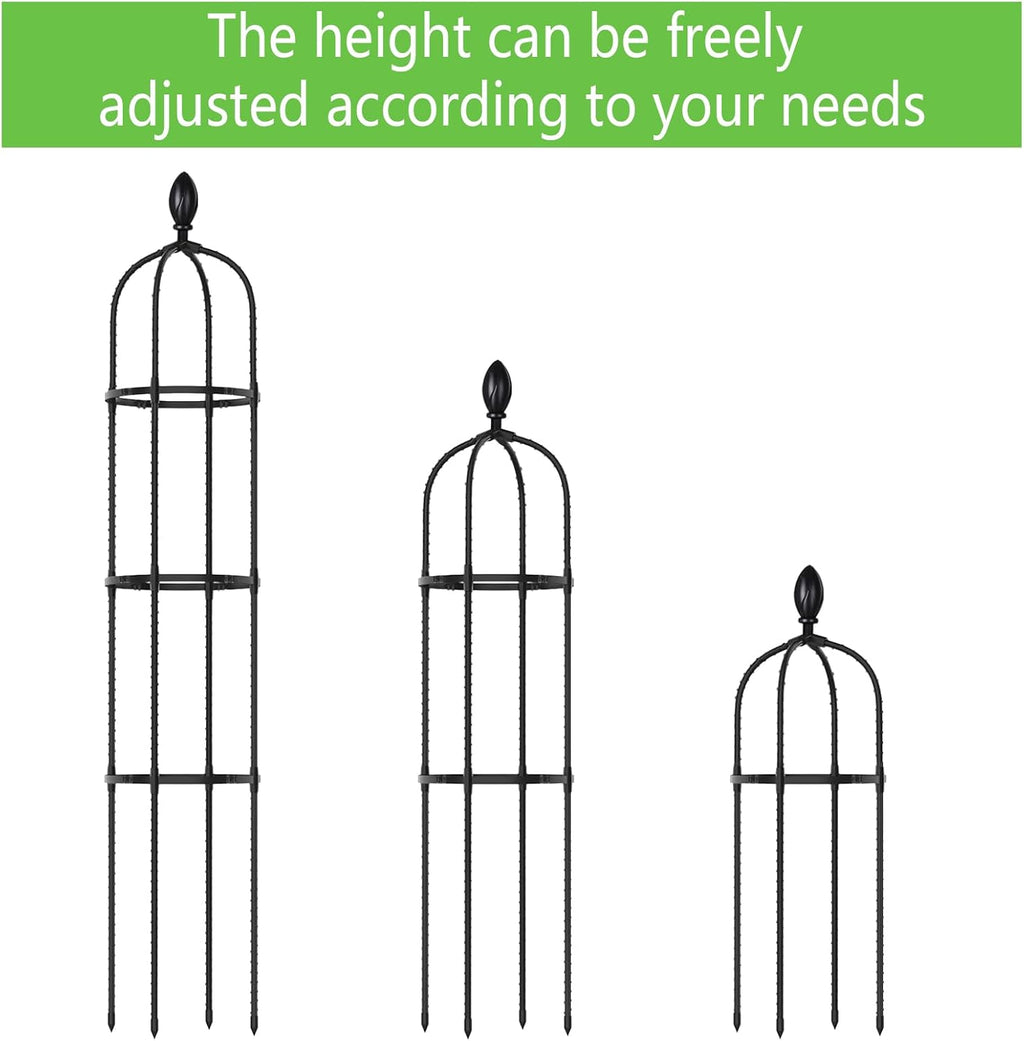 2 Pack 5Ft Tall Garden Obelisk Trellis for Climbing Plants Outdoor, Plant Trellis Garden Tower Trellis for Potted Plant Climbing, Flowers Vegetable Cucumber Trellis