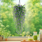 WEISPARK Artificial Hanging Flowers, 9pcs Fake Eucalyptus Vine Faux Flower Greenery Garland Plastic Plants for Indoor Outdoor Wall Garden Wedding Home Party Decor (9pcs Purple)