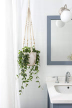 Mkono Macrame Plant Hanger Indoor 35 Inch Hanging Planter Basket Ivory 1Pc