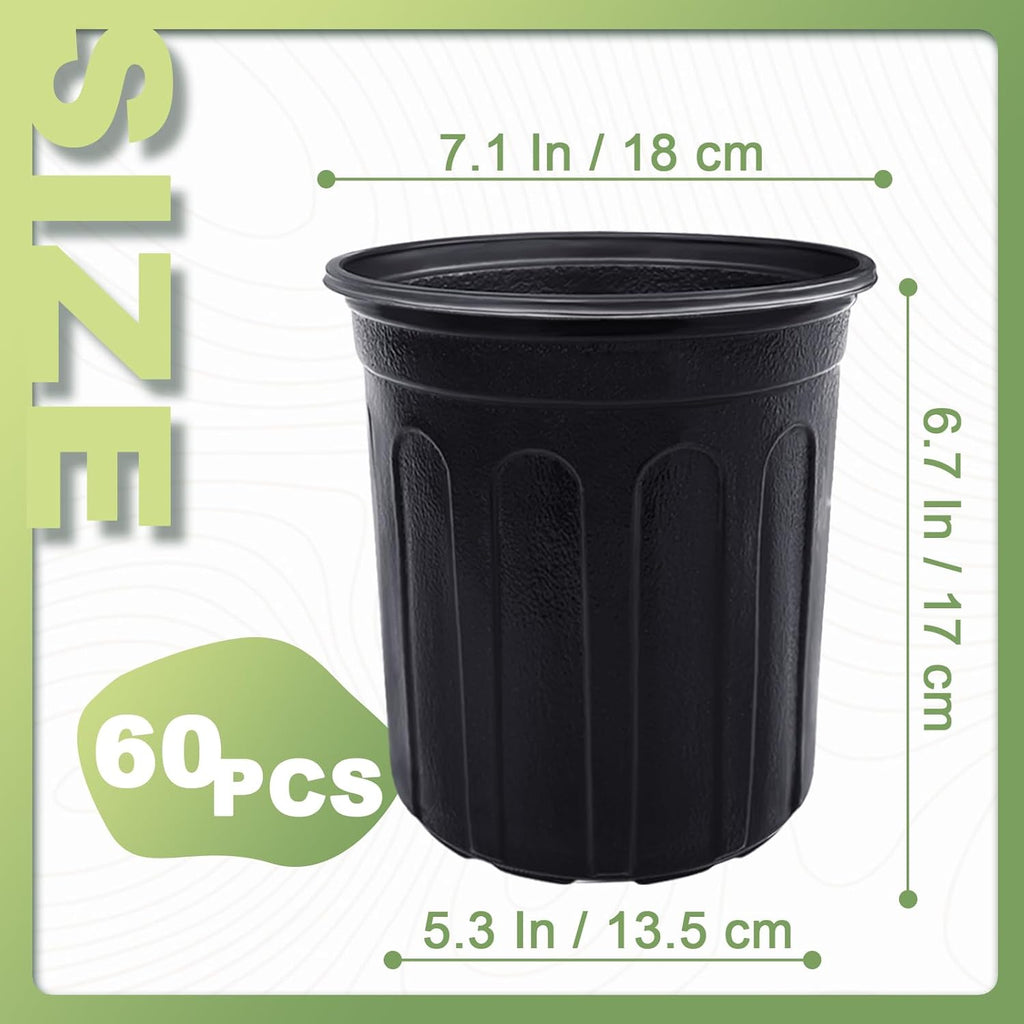 Anyumocz 60 Pcs 1 Gallon Flexible Plant Nursery Pots,Thickened Soft Plastic Seedling Pot with Holes,Flower Plant Container for Succulents,Cuttings,Transplanting,Home Garden(Black)