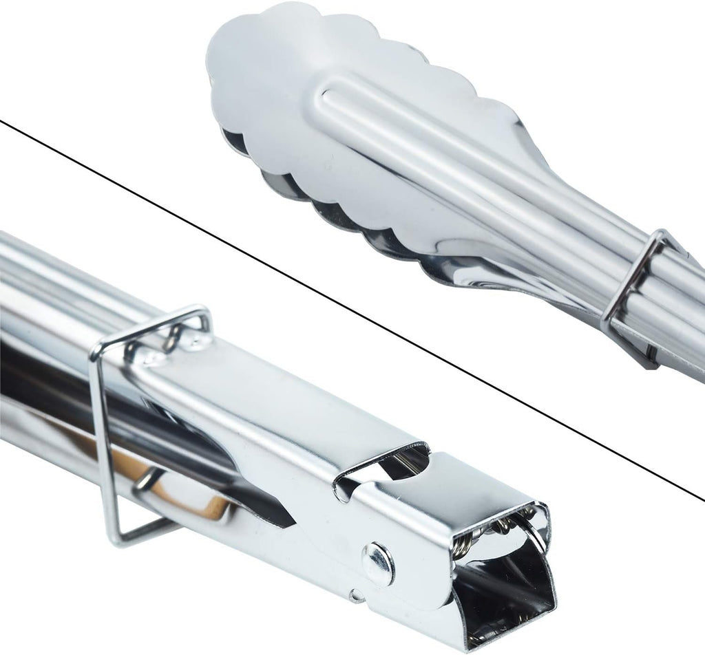 Stainless Steel Utility Food Tongs Set Kitchen Metal Tongs for Cooking Grilling Barbecue BBQ and Serving Salad (9 12 Inch 4 Pieces)