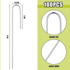 Pelopy 100 Pcs 1/2" Irrigation Drip Tubing Stakes 5 in J-Shaped Landscape Staples Garden Drip Line Stakes Soaker Hose Pins for Lawn Plant Yard Fence Ground Drips Systems, Silver