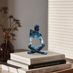 Reading Women Statue, Translucent Blue Resin Thinker Sculptures, Abstract Art Ornament, Modern Aesthetic Figurine Decoration for Home Living Room Bedroom Office Shelf Table Desk Bookshelf Decor