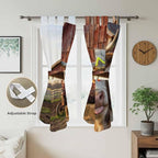 Farm Yaks Bathroom Curtains 63 Inch Length, Window Curtains Tab Top, Farmhouse Barn Funny Animals Butterfly Light Filtering Window Treatments Drapes 52"x63" 2 Panel
