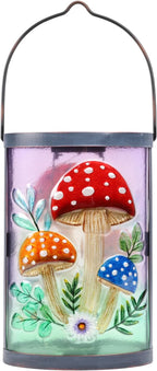 Hanging Solar Lantern Outdoor Waterproof Mushroom Solar Lights Glass Tabletop Decorative Lamp for Outdoor Patio Garden Outside Yard Decor
