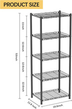 VETALLO Wire Shelving Units,5 Tier Metal Shelves,Storage Rack Small Shelf, Utility Narrow Standing Racks Unit for Kitchen,Garage, Pantry, Laundry,Bathroom,Closet Organizer (16.6" L x 11.8" W x 53" H)