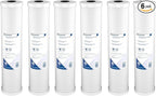Pentair Pentek RFC-20BB Big Blue Carbon Water Filter, Whole House Heavy Duty Radial Flow Carbon Replacement Cartridge with Granular Carbon (GAC) Filter, 20" x 4.5", 25 Micron, Pack of 6, White