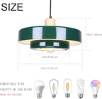 Plug in Pendant Light Green Modern Pendant Lamp E26 Vintage Hanging Light Fixture with 14ft Cord On/Off Switch for for Dining Room Bedroom Living Room Kitchen Island